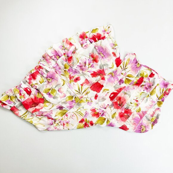 Z STUDIO Watercolor Floral Shift Dress SZ 12 Ruffled Semi-Sheer Pretty Feminine - Picture 1 of 11
